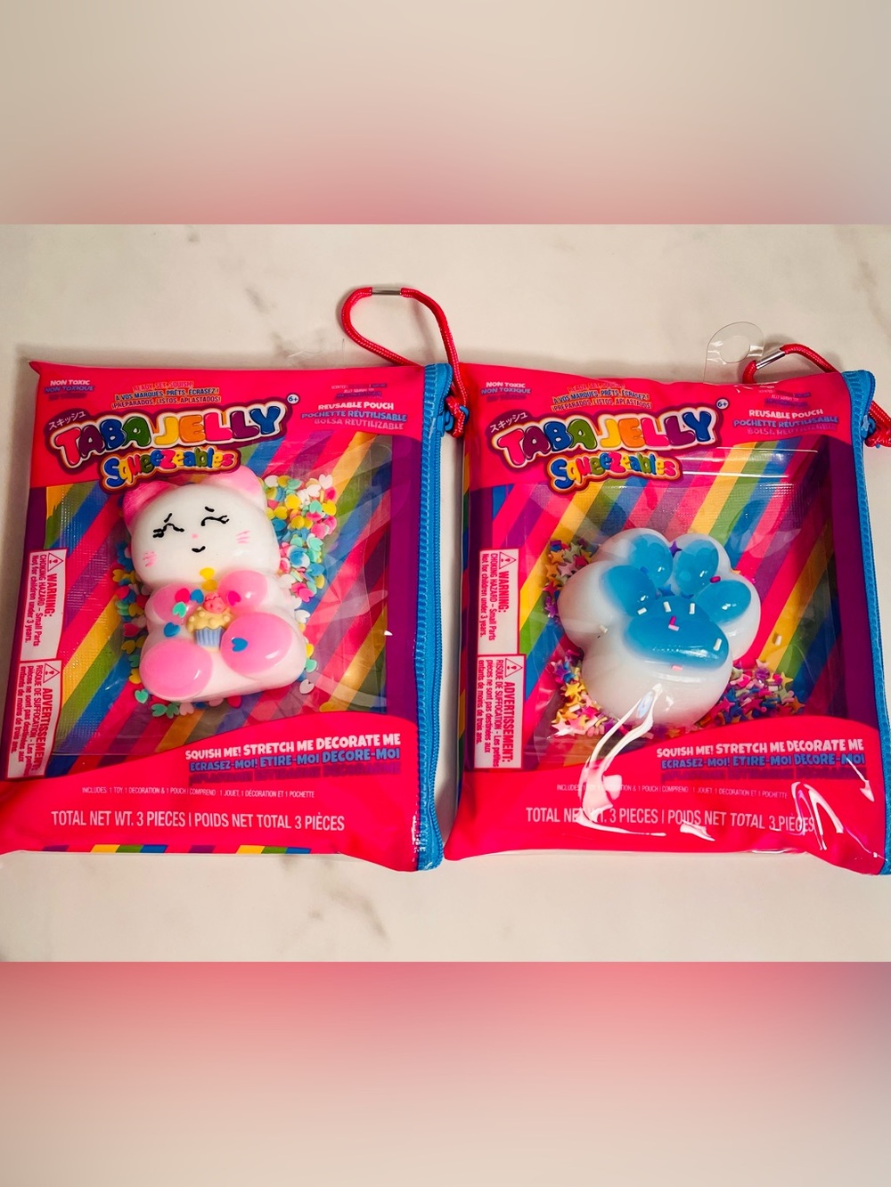 Taba Jelly Squeezeables Kitty with Cupcake and Kitten Paw Squishy Pack